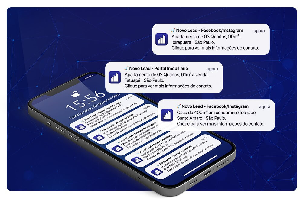 Notificações de leads em tempo real no celular